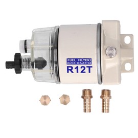 Aramox Fuel Filter Water Separator, Marine Spin-On Fuel Filter Water Separator 30 GPH Flow Rate with Self-Bleeding Drain R12T Replacement