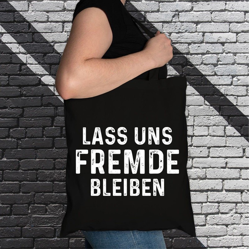 Fabric Bag Jute Bag Long Handle with Saying Lass Uns