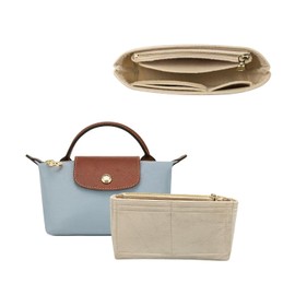 TUKYWAN Bag Organizer for Longchamp Mini Bag, Purse Organizer Insert Fit Small Tote Bag Timid Bag Storage & Finishing Inner Bag Liner Handbags Insert Organizer Suitable for Mini Le Pliage