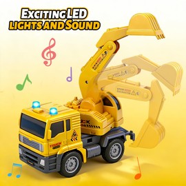 Toy Cars for Boys, Construction Toys for 2-7 Year Old Girls Boys, Diggers Toy Truck Vehicles with Lights and Sounds & Moving, Electric Excavator Toys Present for Kids Christmas Birthday Gift( Digger )