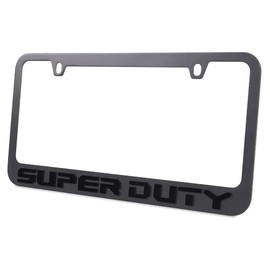 SUPER DUTY Stealth Blackout License Plate Frame - Black with Black Script Logo for Ford Trucks F150, F250, F350, F450