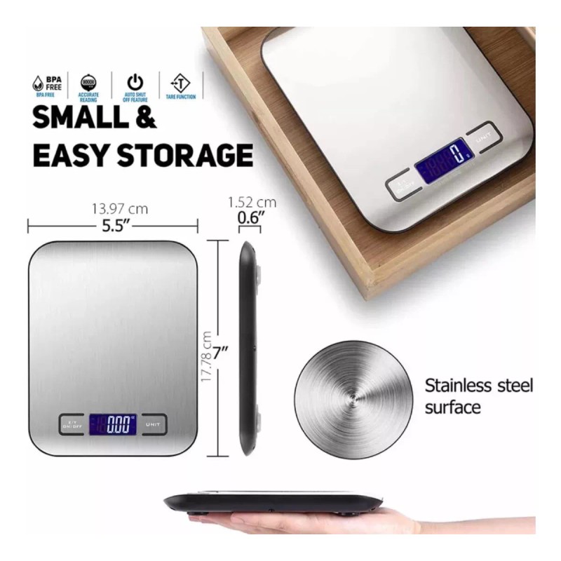 SuperConfort Bascula Balanza Digital Para Cocina Acero Inoxidable 5kg