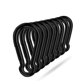 Ekunbuy Black Carabiner Clip, Heavy Duty Spring Snap Hook Quick Link for Outdoor Camping, Hiking, Fishing, Swing Set, Hammock, Keychain