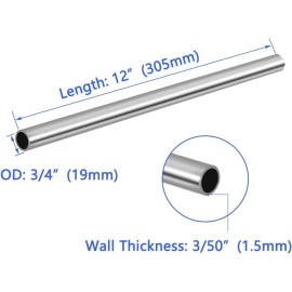 Tynulox 3/4" OD 304 Stainless Steel Tube, Thickened Pipe 3/4"OD-2 Pcs, Silver