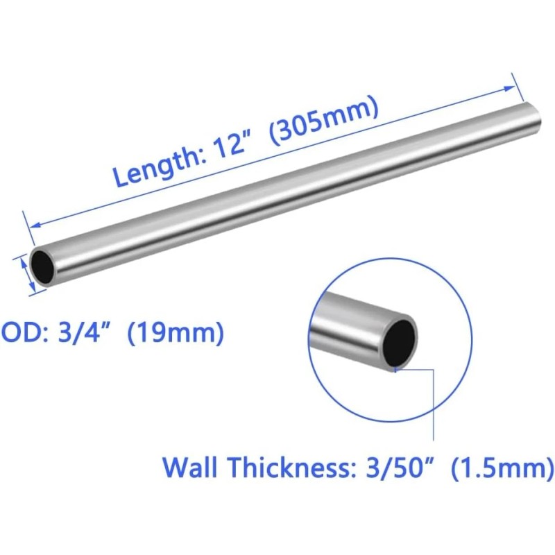 Tynulox 3/4" OD 304 Stainless Steel Tube, Thickened Pipe 3/4"OD-2
