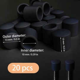 20 PCS Door Stop Caps, Door Stopper Tips Caps, 0.39 Inch Door Stopper Replacement Rubber Tips, Door Stopper Replacement Rubber Tips, Door Stop Rubber end Cap, Door Stoppers Rubber Tip (Black)