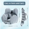 Inflatable Neck Pillow, U-Shaped Travel Pillow with Adjustable Snap Grey
