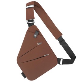 YERUUE Anti-Theft Shoulder Bag Chest Bag Men's Anti-Theft Bag Shoulder Bag Crossbody Bag Men and Women Has An Adjustable Sling Bag for Hiking Travel Cycling Climbing, coffee, Western