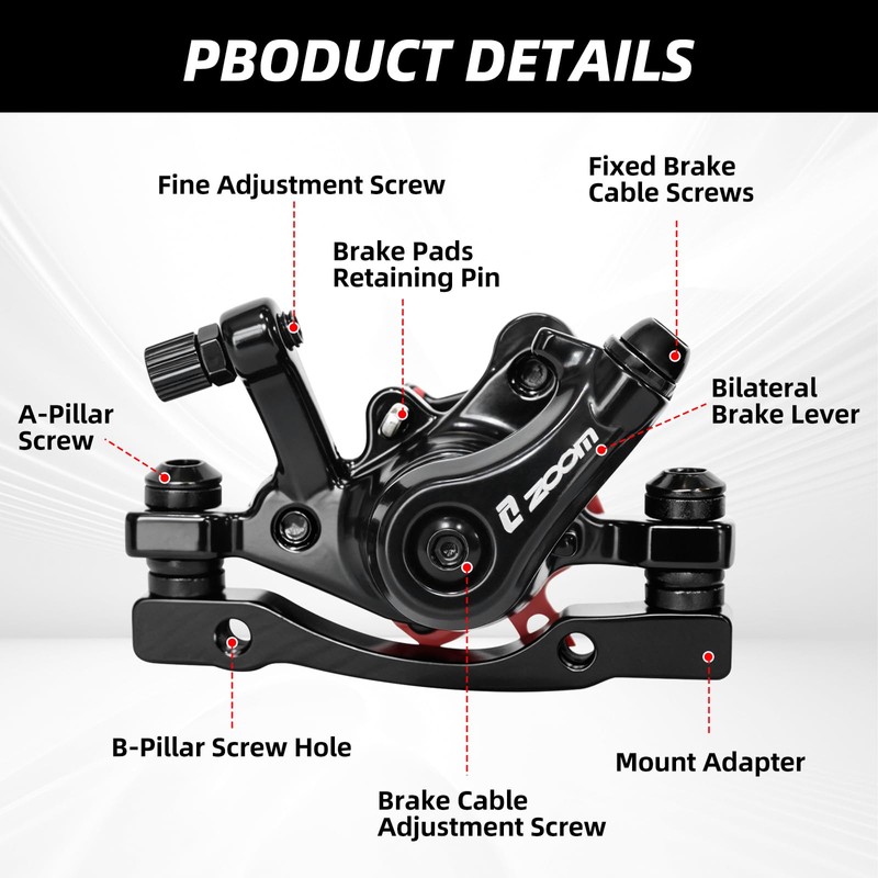 Bike Disc Brake Kit, Aluminum Front and Rear Caliper, MTB