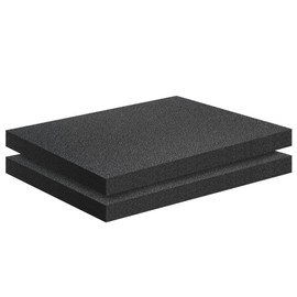 Joewuzun 2 PCS Black Foam Padding- 16x12x1 Inch Polyurethane High Density Foam Cuttable Black Foam Sheet Packing Foam Pad Cushioning Inserts for Packing Cases and Crafts