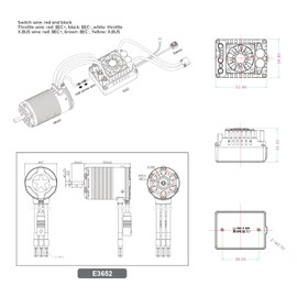 XC E3652 & E10 Sensored Brushless Motor and ESC Combo for RC Car,2-3S Lipo,IP67 Water Proof,Applicable to:1/10 On-Road,Off-Road,Short Course(Light Load) (4100KV+E10)