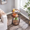 BEWISHOME Round End Table Side Table with Metal Frame, Accent