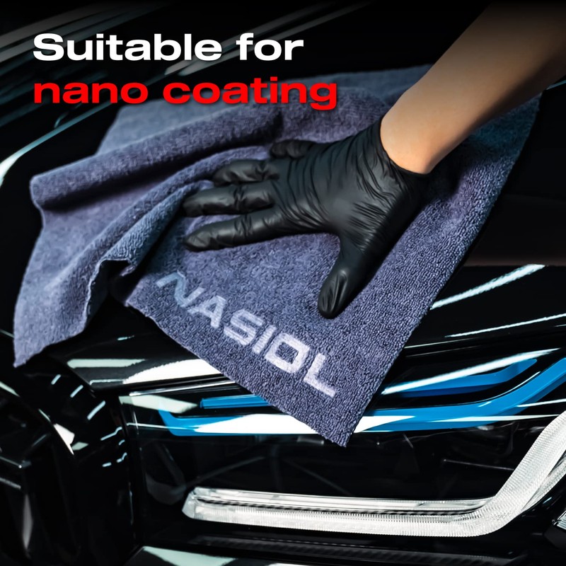 Nasiol Wipe&Buff Microfiber Ceramic Coating Application Cloth 10 Pack, Lint