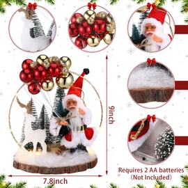 Cinnvoice Christmas Tabletop Decoration 9.45" Wooden Lighted Christmas Decoration Indoor Santa Claus Table Centerpieces Battery Operated Christmas Home Table Decorations for Holiday Party Gifts
