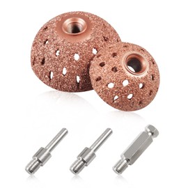 LEONTOOL Tire Repair Buffer Tool 5 Pcs 42mm 55mm Tire Buffing Wheels Kits with Linking Rods Coarse 70 Grid Buffing Wheel 3/8"-24 Thread Tungsten Steel Bowl Type Tire Repair Grinding Head Rotary Tools