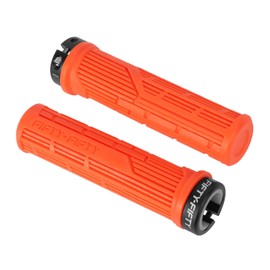 FIFTY-FIFTY MTB Grips, Single Lock-on Bicycle Grips Mountain Bike, Soft and Comfortable Bicycle Grips / Handlebar Grips, Non-Slip Bicycle Handlebar Grips for All Mountain, Enduro, Downhill (Orange)