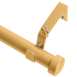 Meriville 1-Inch Diameter End Cap Single Window Treatment Curtain Rod, 48-Inch to 84-Inch, Gold