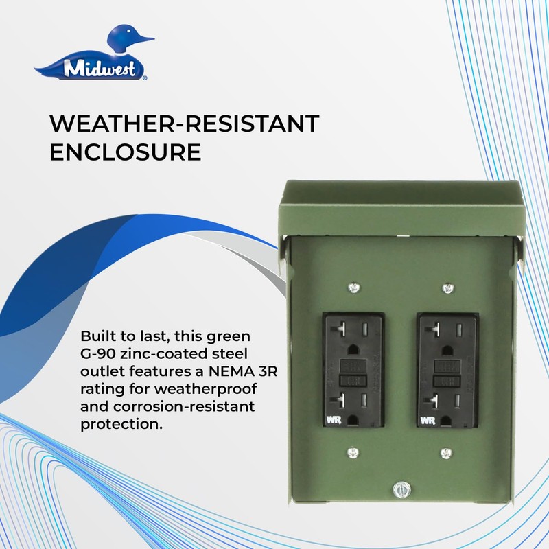 MIDWEST U012010GRP 2GFI Backyard Power Outlet • 2-20 Amp Backyard