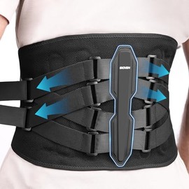 Back Support Belt for Men Women, Back Brace for Lower Back Pain Relief, Adjustable Lumbar Support With 5 Support Modules Ideal For Hernated Disc, Sciatica, Heavy Lifting (Black, M)
