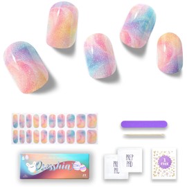 Osesshia Semi Cured Gel Nail Strips, 20 pcs Nail Wraps, Glaze Stickers, Salon Quality French Manicure, Full Decal Gel Polish Strips, Long Lasting SCG, Easy on, UV Required (Starburst)