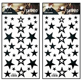 Tattoos 2 Sheets Black Stars Temporary Tattoos Stickers Fake Body Arm Chest Shoulder Tattoos for Teens Men Women
