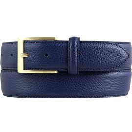 BELTINGER Italian Suit Belt 35mm Wide Mens Suit Belt Trouser Belt Textured Leather Buckle Gold, Blue, Gold