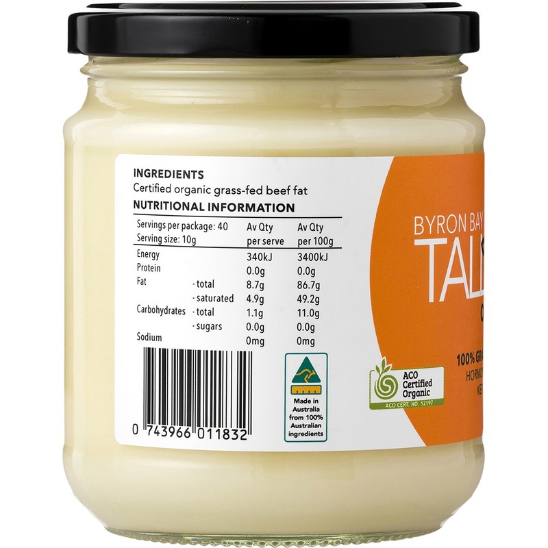 Byron Bay Tallow Organic Grass Fed Beef Tallow 400g