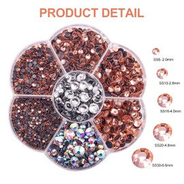 BLINGINBOX Hotfix Rhinestones, 3000pcs Clear Hotfix Gems Crystal Rhinestones for Clothes DIY Craft Sewing and Decorations, Round Mixed Sizes SS6-SS30 (Champagne)