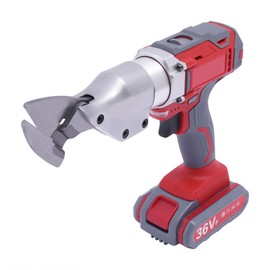 PIAOCAIYIN 36V Electric Metal Shears, Electric Tin Snips w/Adjustable Speed, Electric Metal Cutter Tool w/2 Batteries, Cordless Electric Shears for Cutting Metal/Plastic/Cloth (Red & Grey)