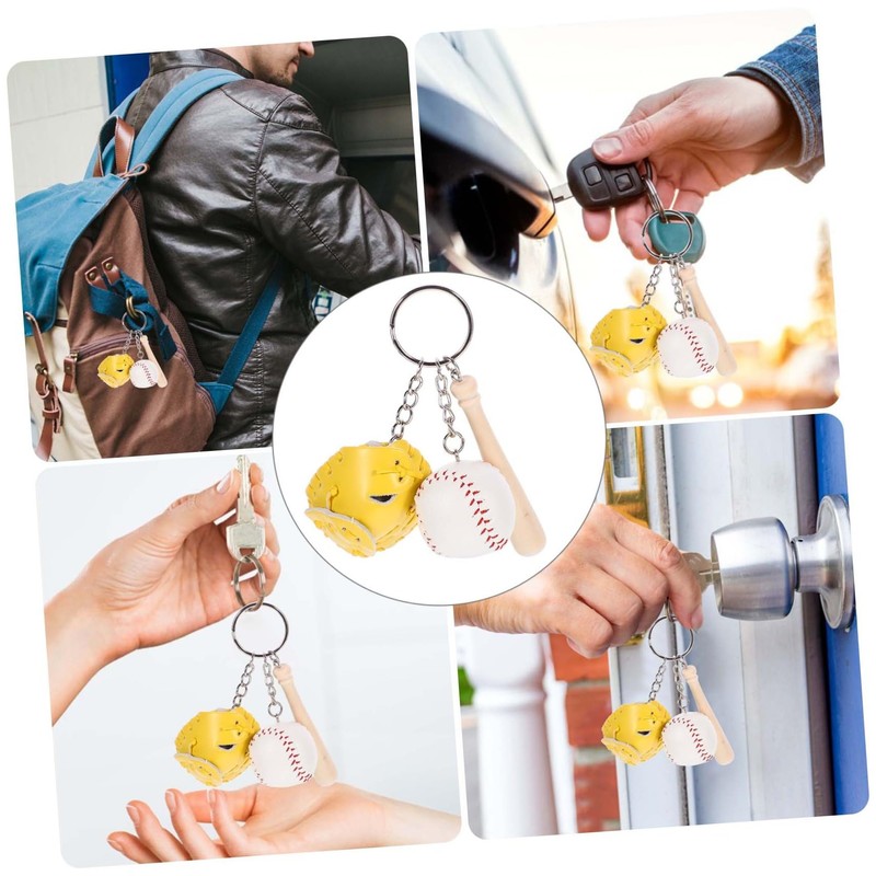 SUPVOX 2pcs Softball Keychains Miniature Baseball Glove Accessories for Key