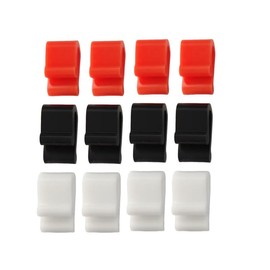 12pcs Dutch Oven Lid Protector Clips – Silicone Pot Lid Bumpers in Black, White & Red for Stacking, Lifting & Displaying Dutch Oven Pots