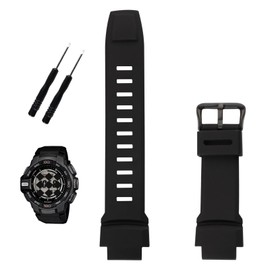 XIW Compatible for 18MM Casio Proterk PRG-250 260 270 500 PRW-2500 3500 5100 Resin Watch Band Replacement for men Wirstband Strap women Bracelet, Black Buckle