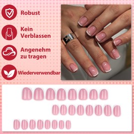 MrCuvaryas Press on Nails - 24 Pieces French False Nails for Sticking Square, French Tip Artificial Fingernails for Sticking Acrylic Full Cover for Women Nail Art DIY (White French, 12 Sizes)