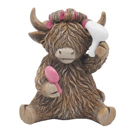 Lesser & Pavey Happy Highland Cow Hairdo Decor Figurines & Ornaments For Living Room & Office | Decor Accessories Statues For Indoor & Outdoor | Lovely Gifts for Women & Men