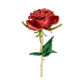 Classic Enamel Rose Brooches For Women - Alloy Rose Wedding & Casual Brooch Pins - Luxury Flower Pin Gifts (Red)