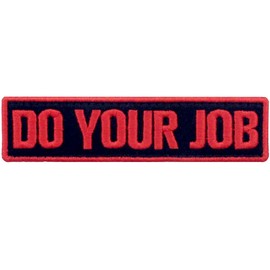 Mach deinen Job Embroidered Patch with Hook and Loop Bands Red Black