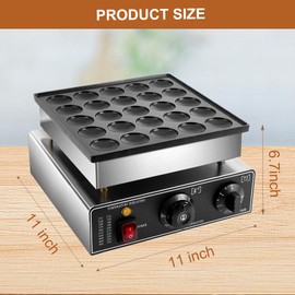 Heuyrao 25PCS Mini Dutch Pancake Baker, 110V 900W Electric Non-stick Pancake Maker Muffin Maker Machine, Commercial Mini Pancake Maker Machine, Pancake Poffertjes Machine for Home & Restaurant