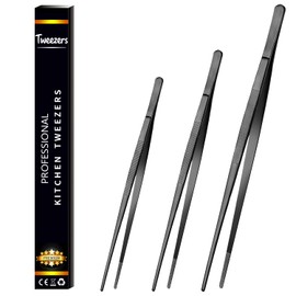 Gloryor® Tweezers Cooking Stainless Steel 20 25 30 cm Barbecue Tweezers Long Meat Tweezers Cooking Tweezers Kitchen High Precision Professional Cooking Tweezers Kitchen Accessories Dishwasher Safe