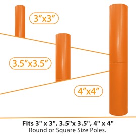 Heavy Duty Basketball Pole Pads, Fits 3" x 3", 3.5"x 3.5", 4" x 4" Round Size Poles, 2" Thick 72" Tall All-Weather Pad(Orange,3 Sides Parcels)