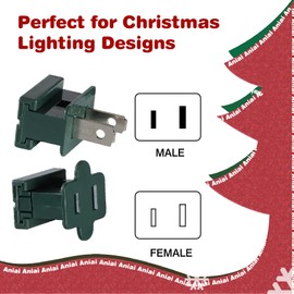 Aniai SPT-2 Vampire Plugs 100Pcs Green - Female and Male Slip Plug, Electrical Plug Replacement for Christmas Decorations Lights