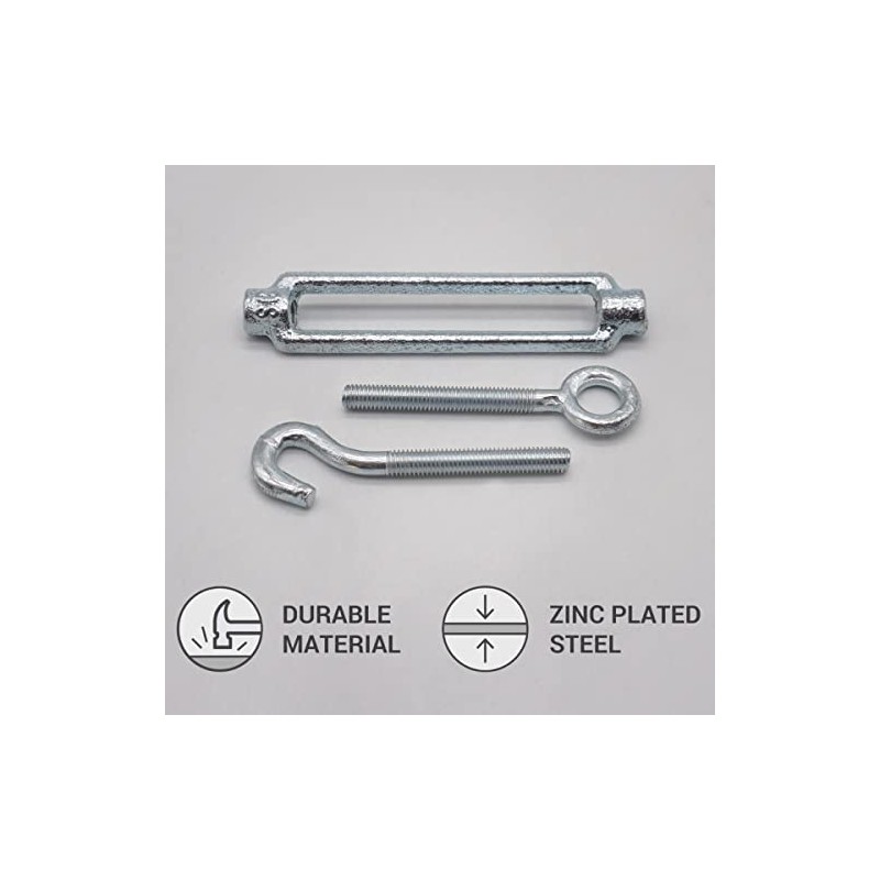 (Pack of 4) Turnbuckle Wire Tensioner M5 Adjustable Turnbuckles Hook