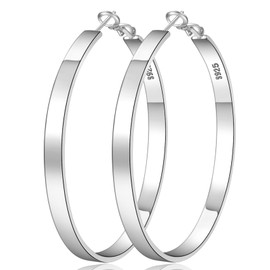 LOUMILEO Sterling Silver Hoop Earrings for Women Hypoallergenic Silver Hoops Earrings for Women Lightweight Large Silver Hoop Earrings Big Silver Hoops 50mm