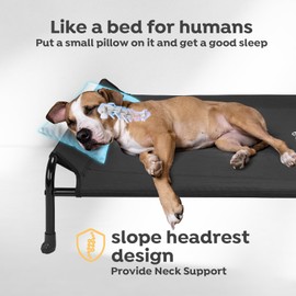 Veehoo Original Elevated Dog Bed - Outdoor Raised Dog Cot Bed for Large Dogs, One-Sided Raised Headboard Cooling Pet Bed, Dog Sleeping Training Cot, Non-Slip & Breathable, L, CWC2417A