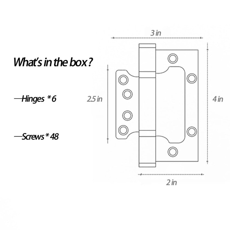 VOLUKA 6 Pack Non-Mortise Door Hinges - Easy to Install,