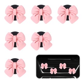 Piriuuo 6 Pcs Pink Bow Car Air Vent Clips, Car Air Freshener Clips Cute Car Air Conditioning Outlet Clip for Car Interior Decoration Accessories Aesthetic Car Stuff for Women Girls