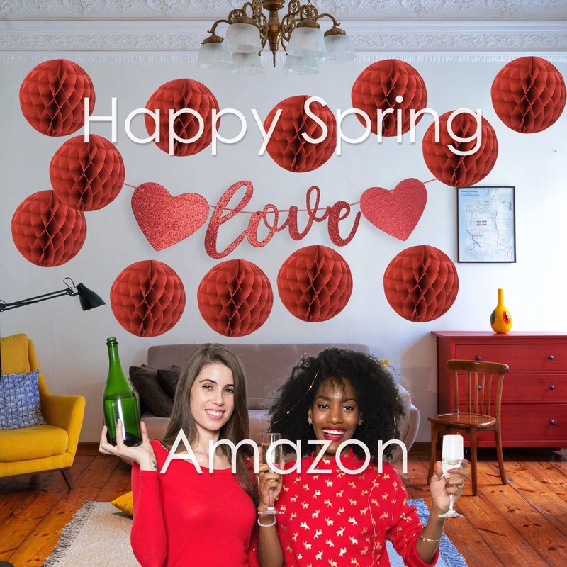 Happy Spring Garland Decor Valentine Heart Wall Sticker Decor (Love)
