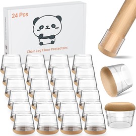 Meldel 24 PCS Silicone Chair Leg Floor Protectors Medium Fit (0.95"-1.1") Rubber Felt Furniture Pads Chair Legs Caps/Covers for Hardwood Floors, Tile from Scratches & Reduce Noise - Round, Clear