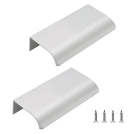 Qjaiune Silver Back Mount Finger Edge Pull 80mm/3.15", Aluminum Hidden Handle Concealed Tab Pulls for Home Kitchen Living Room Door Drawer Cabinet (2Pcs), GB11215-317