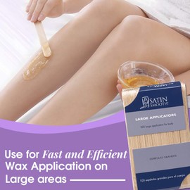 Satin Smooth Large Wax Sticks for Hair Removal – Wax Applicator Sticks, Wooden Waxing Stick Spatulas For Arms, Legs, & Body Hair Waxing, 100 ct, 2 Pack