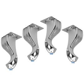 FarBoat 4Pcs Elegant S-Shape Furniture Legs Metal Sofa Legs Decorative Table Feet Cabinet Support Metal Feet Replacement (5.6In Height Chrome)